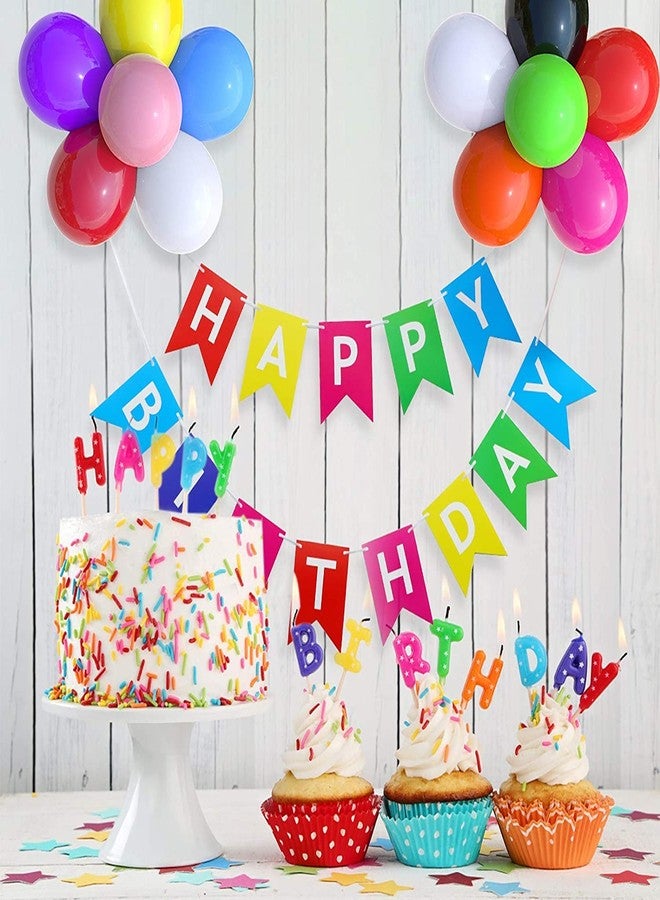 Lazybeee زينة عيد ميلاد من لازي بي، حروف "عيد ميلاد سعيد" ملونة، لافتة عيد ميلاد مع 12 بالون لاتكس، لتزيين حفلات أعياد ميلاد النساء والفتيات والفتيان - Image 3